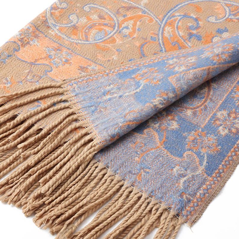 Chal de borlas con flores de anacardo tibetanas y Buddha Stones para otoño e invierno, bufanda de viaje acogedora - image 36