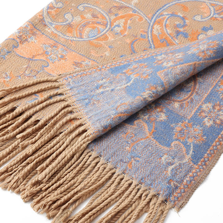 Chal de borlas con flores de anacardo tibetanas y Buddha Stones para otoño e invierno, bufanda de viaje acogedora - image 36