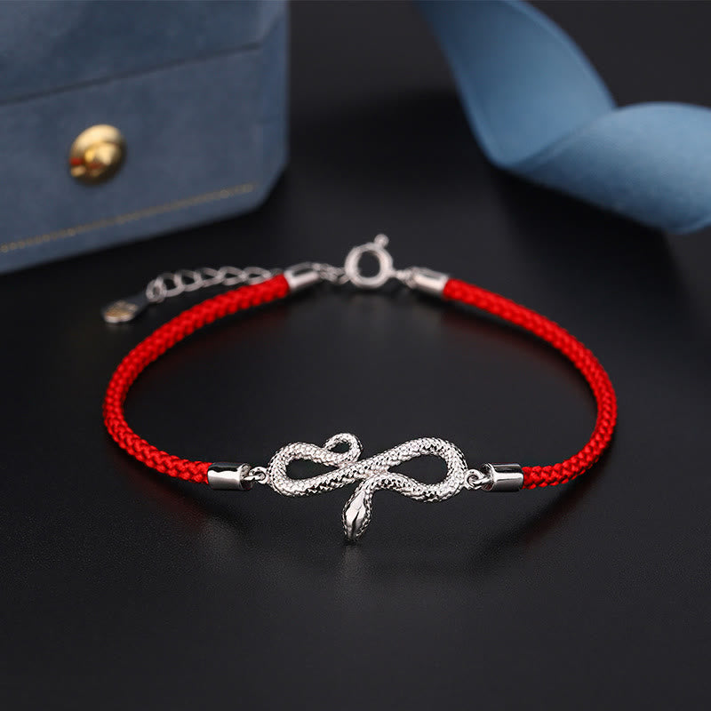 Pulsera trenzada de protección con hilo rojo del año de la serpiente en plata de ley 999 con Buddha Stones