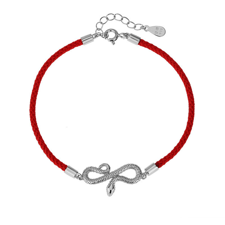 Pulsera trenzada de protección con hilo rojo del año de la serpiente en plata de ley 999 con Buddha Stones