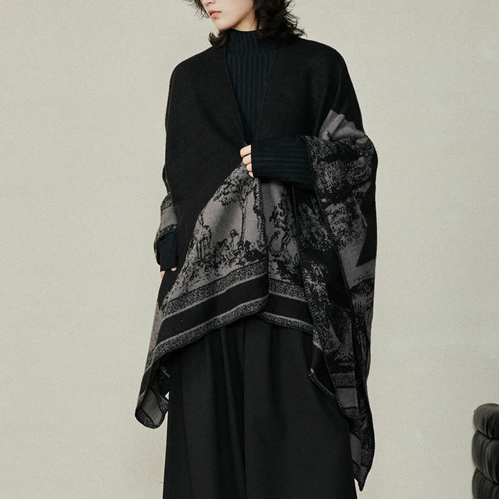 Buddha Stones cálida de otoño e invierno con diseño de ciervo sika, color negro y gris, de doble cara, con diseño de animales del bosque - image 13