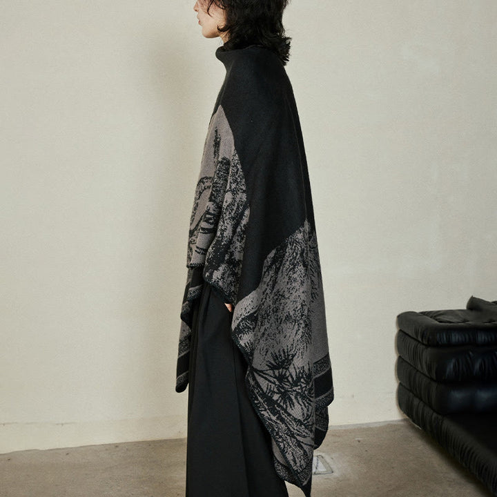 Buddha Stones cálida de otoño e invierno con diseño de ciervo sika, color negro y gris, de doble cara, con diseño de animales del bosque - image 8