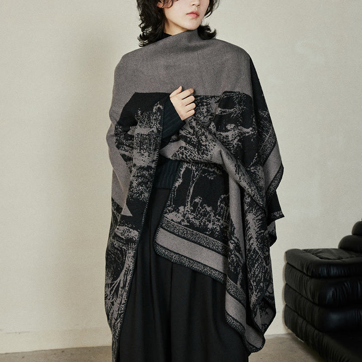 Buddha Stones cálida de otoño e invierno con diseño de ciervo sika, color negro y gris, de doble cara, con diseño de animales del bosque - image 1