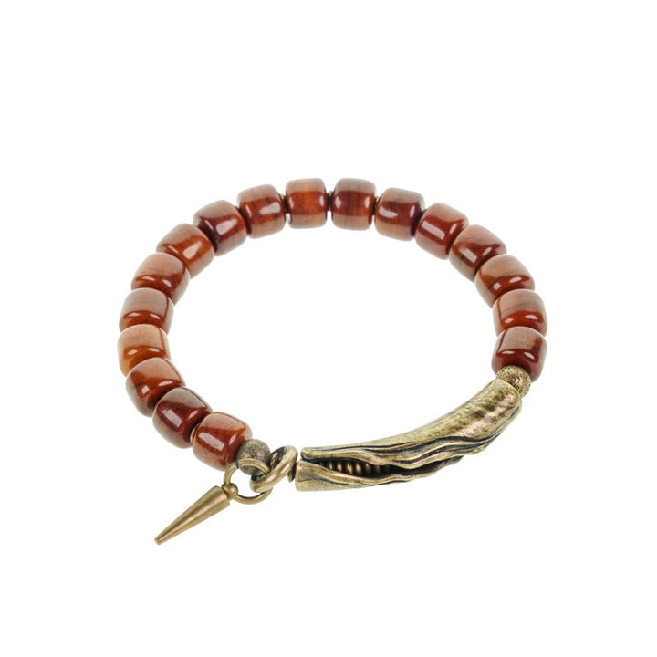 Pulsera de fuerza con colgante de cono de cobre y cuentas de hueso de Buddha Stones