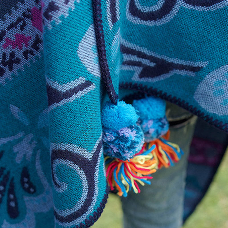 Chal cálido y suave con diseño de flores y rayas horizontales geométricas tibetanas con Buddha Stones para otoño e invierno - image 15