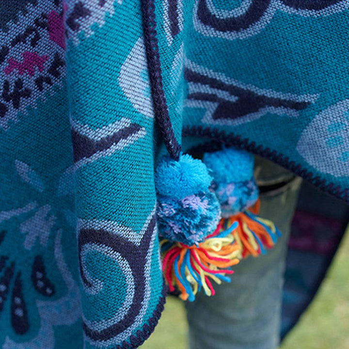 Chal cálido y suave con diseño de flores y rayas horizontales geométricas tibetanas con Buddha Stones para otoño e invierno - image 15