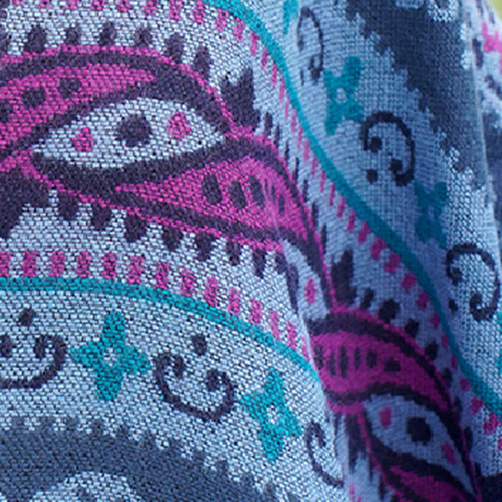 Chal cálido y suave con diseño de flores y rayas horizontales geométricas tibetanas con Buddha Stones para otoño e invierno - image 16