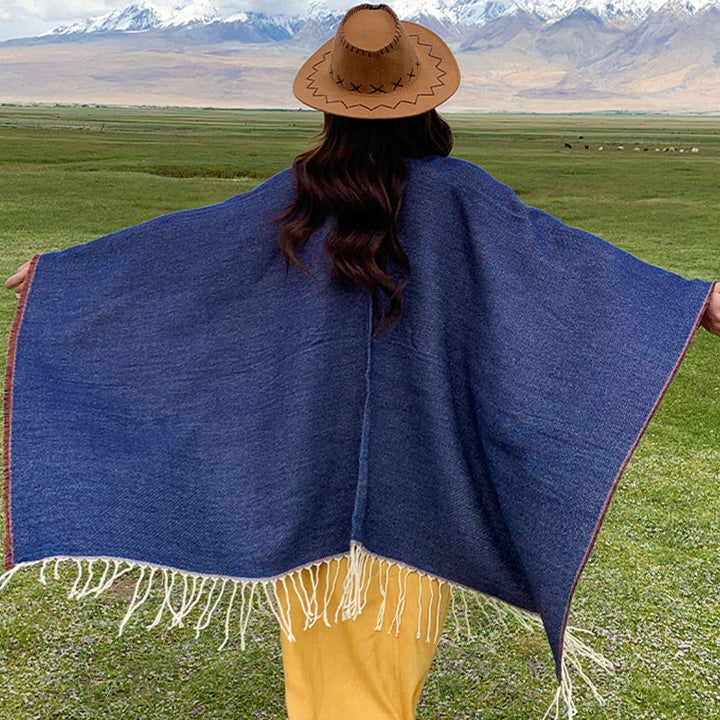 Chal con borlas y diseño de mandala redondo geométrico tibetano con Buddha Stones para otoño e invierno, bufanda acogedora con bolsillos - image 36