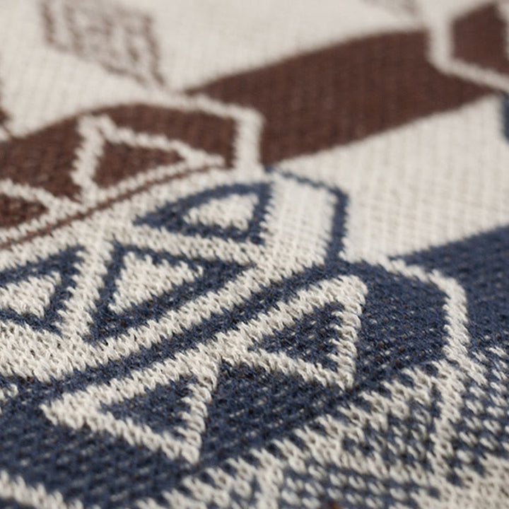 Chal de borlas con diseño geométrico de rayas onduladas tibetanas y Buddha Stones para otoño e invierno - image 17