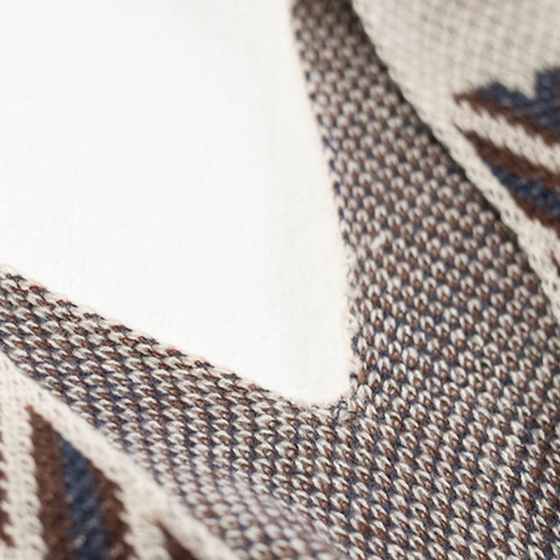 Chal de borlas con diseño geométrico de rayas onduladas tibetanas y Buddha Stones para otoño e invierno - image 16