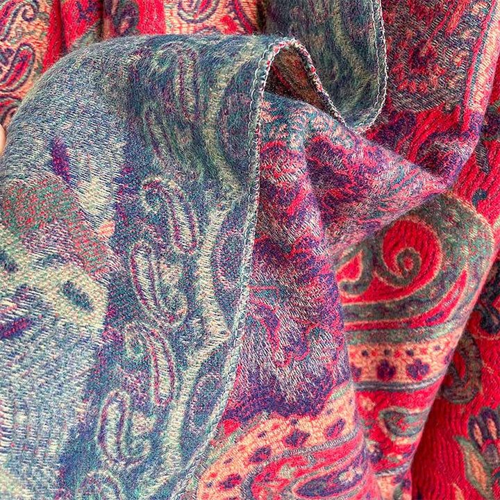 Chal de borlas con flores de peonía y anacardo tibetano , Buddha Stones , para otoño e invierno, bufanda acogedora - image 15