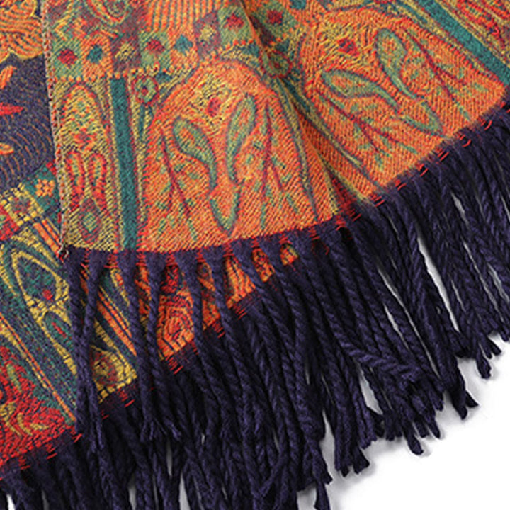 Chal de borlas con flores de peonía y anacardo tibetano , Buddha Stones , para otoño e invierno, bufanda acogedora - image 6