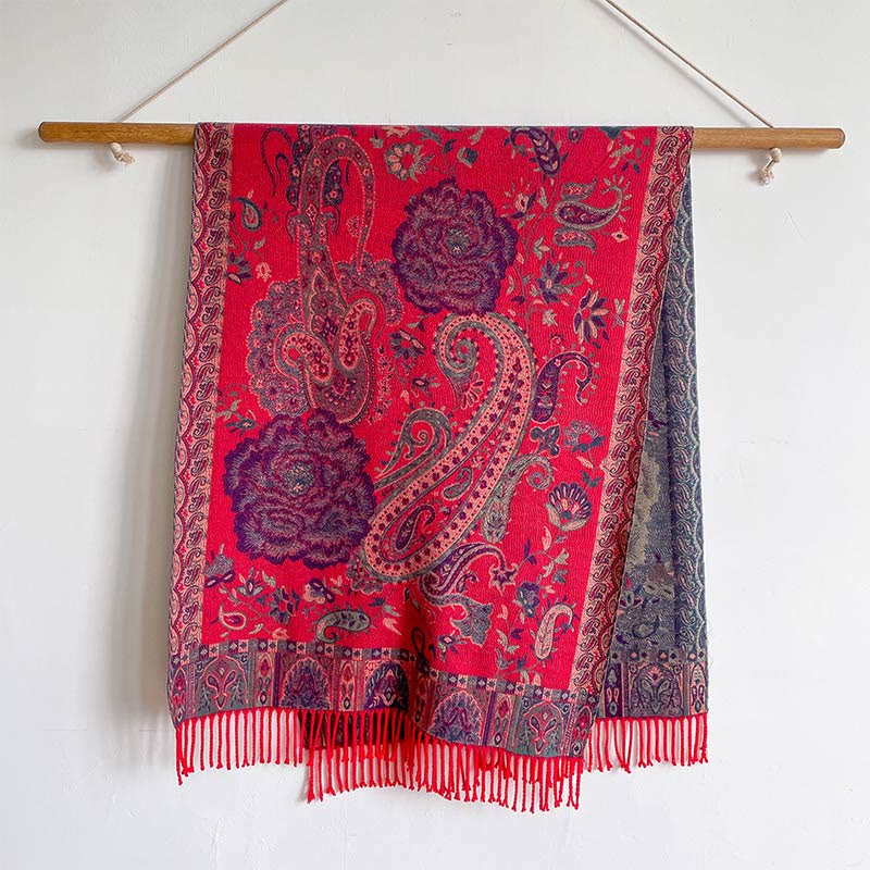 Chal de borlas con flores de peonía y anacardo tibetano , Buddha Stones , para otoño e invierno, bufanda acogedora - image 21