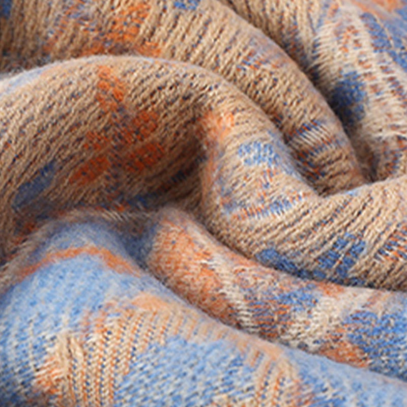 Chal de borlas con diseño de flores de anacardo tibetanas y Buddha Stones para otoño e invierno, suave bufanda envolvente - image 26