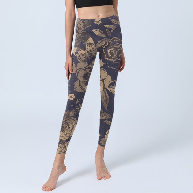 Leggings de fitness para gimnasio con estampado de flores de peonía , Buddha Stones para mujer - image 5