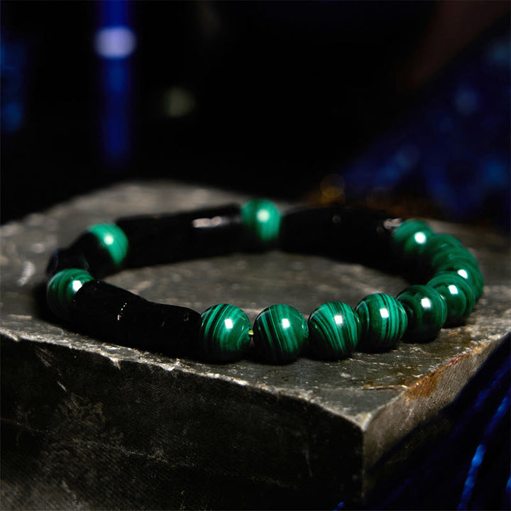 Pulsera de pureza con turmalina negra y malaquita de Buddha Stones