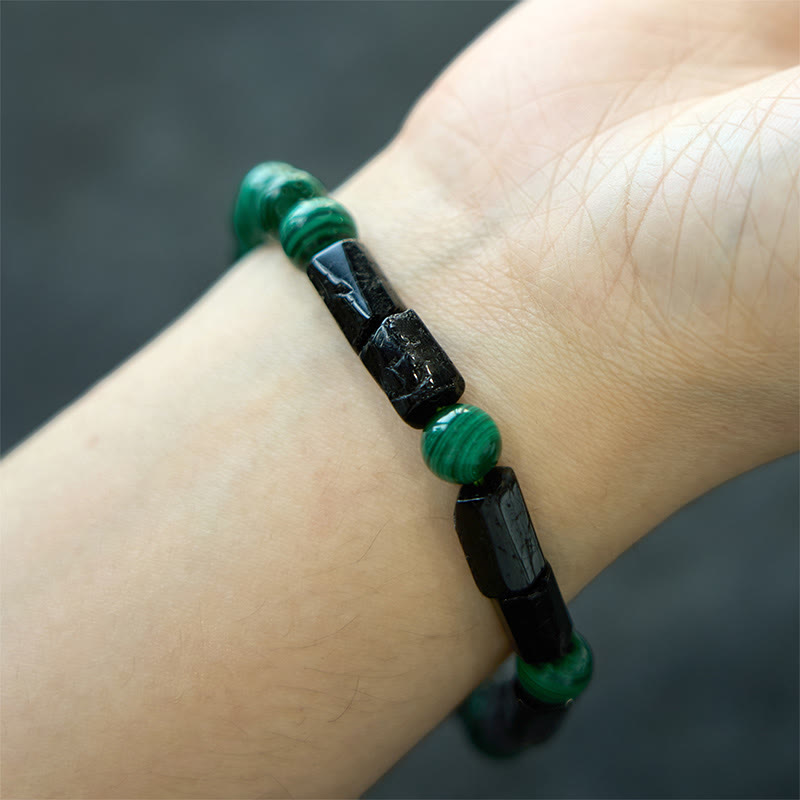 Pulsera de pureza con turmalina negra y malaquita de Buddha Stones