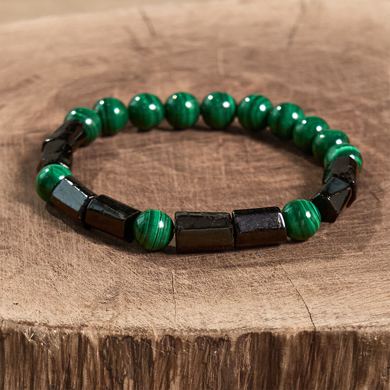 Pulsera de pureza con turmalina negra y malaquita de Buddha Stones
