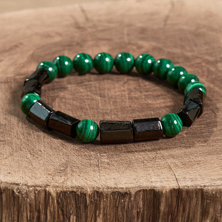 Pulsera de pureza con turmalina negra y malaquita de Buddha Stones