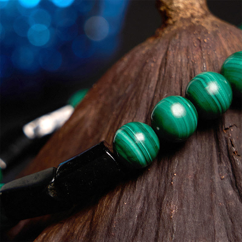Pulsera de pureza con turmalina negra y malaquita de Buddha Stones