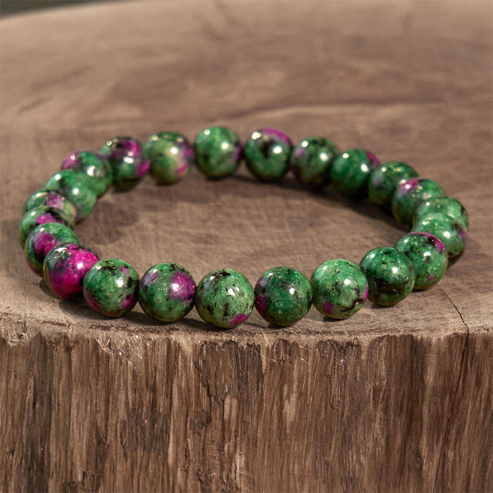 Pulsera de conexión con Buddha Stones , rubí y zoisita
