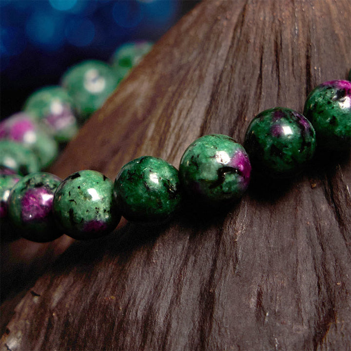 Pulsera de conexión con Buddha Stones , rubí y zoisita