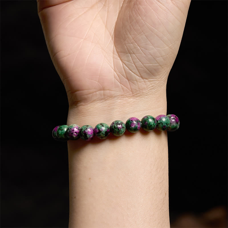 Pulsera de conexión con Buddha Stones , rubí y zoisita