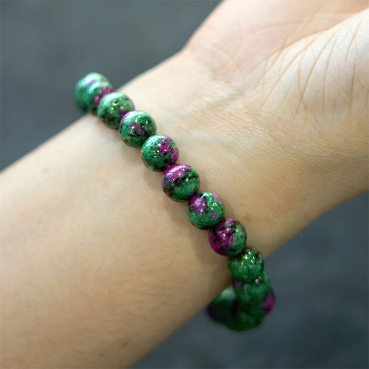 Pulsera de conexión con Buddha Stones , rubí y zoisita