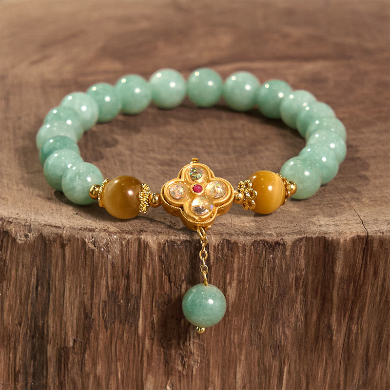 Pulsera de prosperidad con jade y ojo de tigre amarillo y Buddha Stones