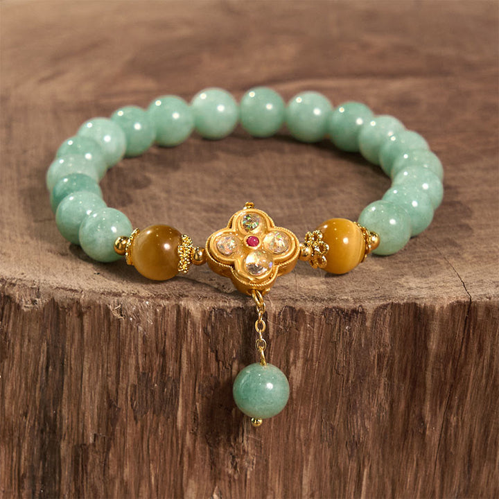 Pulsera de prosperidad con jade y ojo de tigre amarillo y Buddha Stones