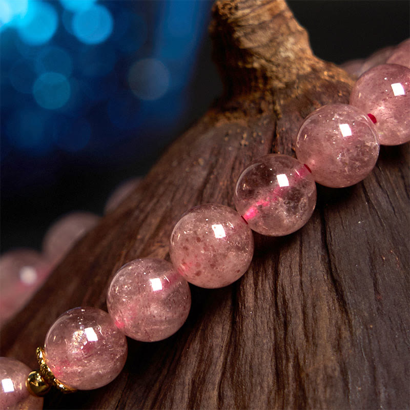 Pulsera curativa con positividad y carácter de flor de cuarzo fresa natural de Buddha Stones