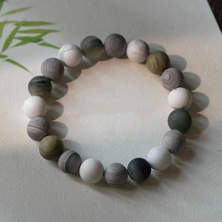 Pulsera de bendición con Buddha Stones, turquesa blanca, jaspe Picasso y calcita verde