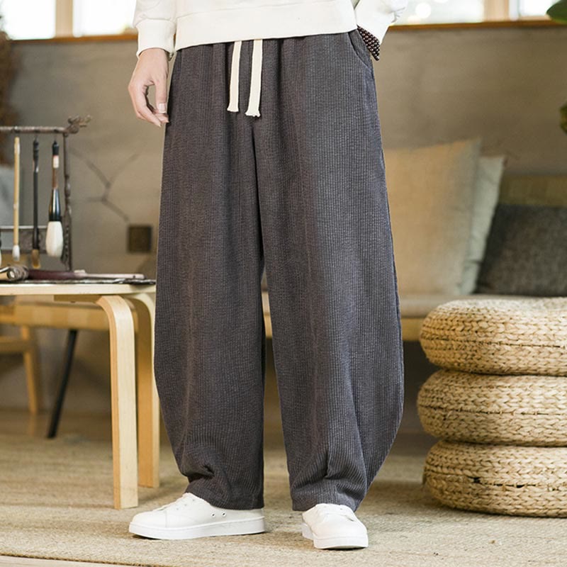Pantalones harén de pana con cordón y bolsillos para hombre de otoño e invierno de Buddha Stones - image 15