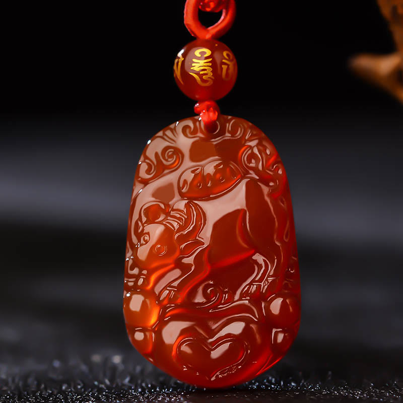 Collar con colgante de ágata roja del zodíaco chino con Buddha Stones y suerte - Buey  - image 13
