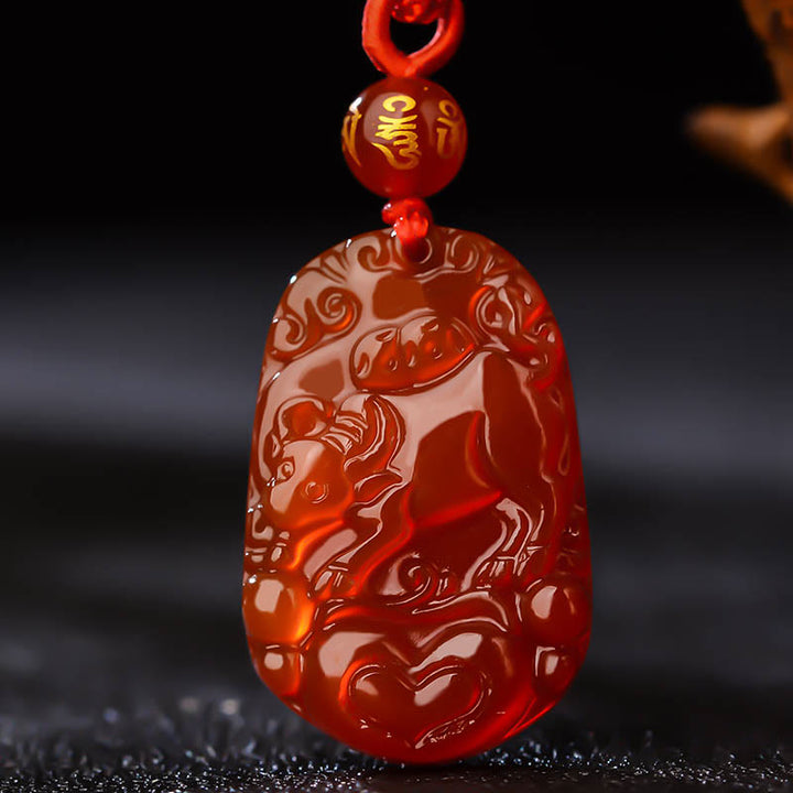 Collar con colgante de ágata roja del zodíaco chino con Buddha Stones y suerte - Buey  - image 13