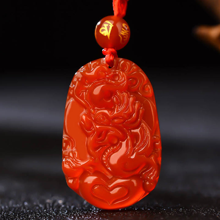 Collar con colgante de ágata roja del zodíaco chino con Buddha Stones y suerte - Dragón - image 16