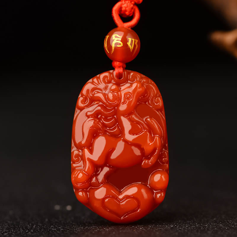 Collar con colgante de ágata roja del zodíaco chino con Buddha Stones y suerte - Caballo - image 17