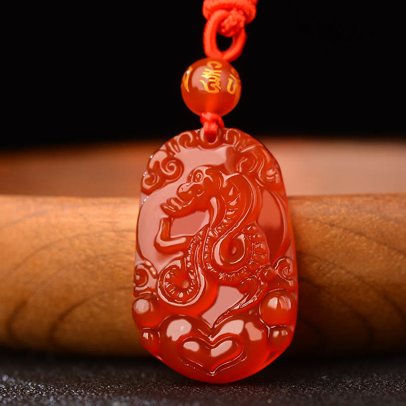 Collar con colgante de ágata roja del zodíaco chino con Buddha Stones y suerte - image 3