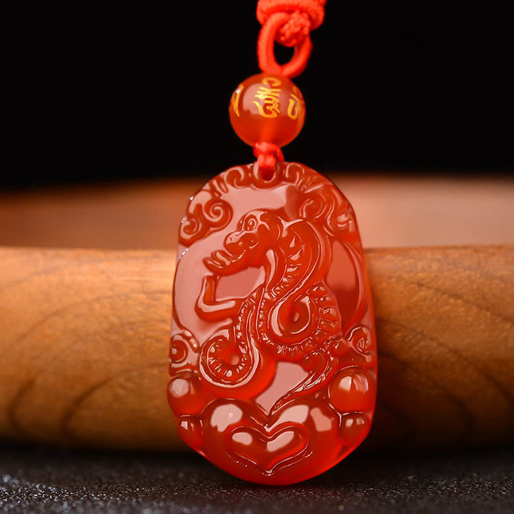 Collar con colgante de ágata roja del zodíaco chino con Buddha Stones y suerte - image 3