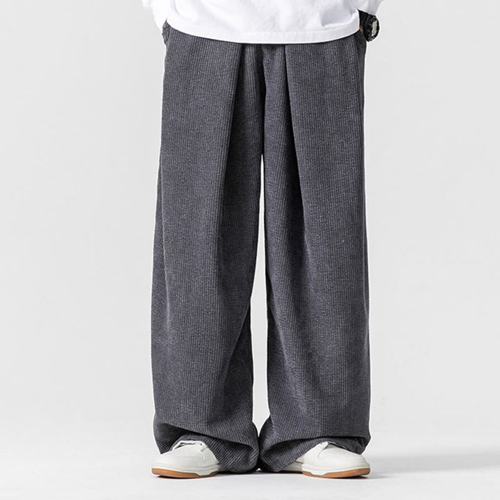 Pantalones de pana de pierna ancha para hombre con bolsillos, color liso y estampado de Buddha Stones. - image 1