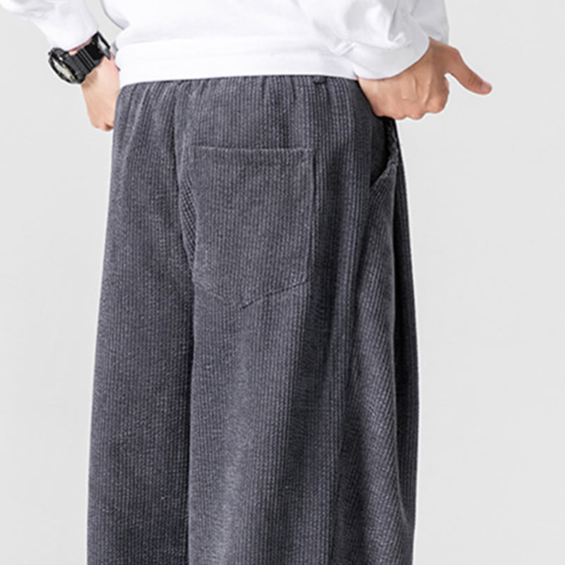 Pantalones anchos de pana de algodón de color liso para hombre con bolsillos y Buddha Stones - image 10