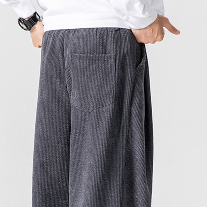 Pantalones anchos de pana de algodón de color liso para hombre con bolsillos y Buddha Stones - image 10