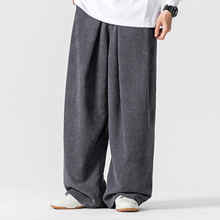 Pantalones de pana de pierna ancha para hombre con bolsillos, color liso y estampado de Buddha Stones. - image 2
