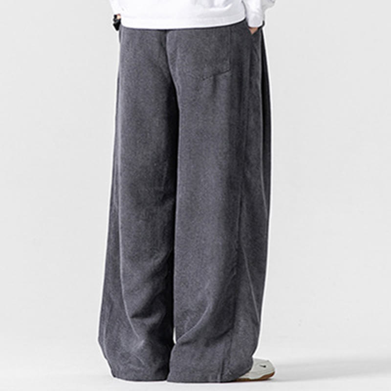 Pantalones de pana de pierna ancha para hombre con bolsillos, color liso y estampado de Buddha Stones. - image 4