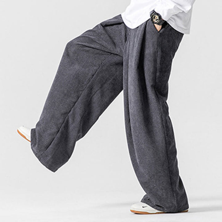 Pantalones de pana de pierna ancha para hombre con bolsillos, color liso y estampado de Buddha Stones. - image 7