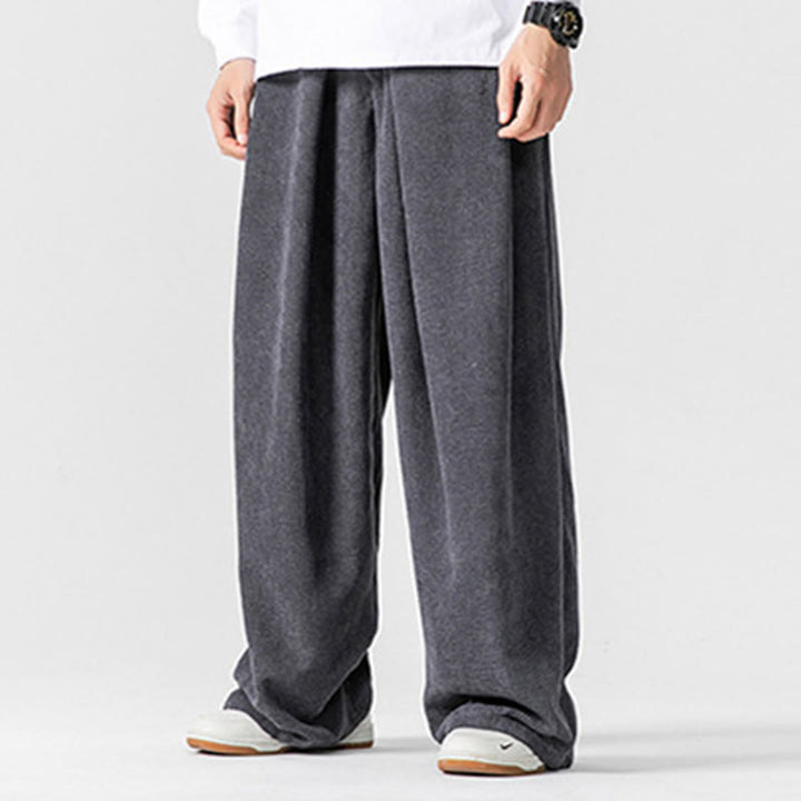 Pantalones anchos de pana de algodón de color liso para hombre con bolsillos y Buddha Stones - image 6