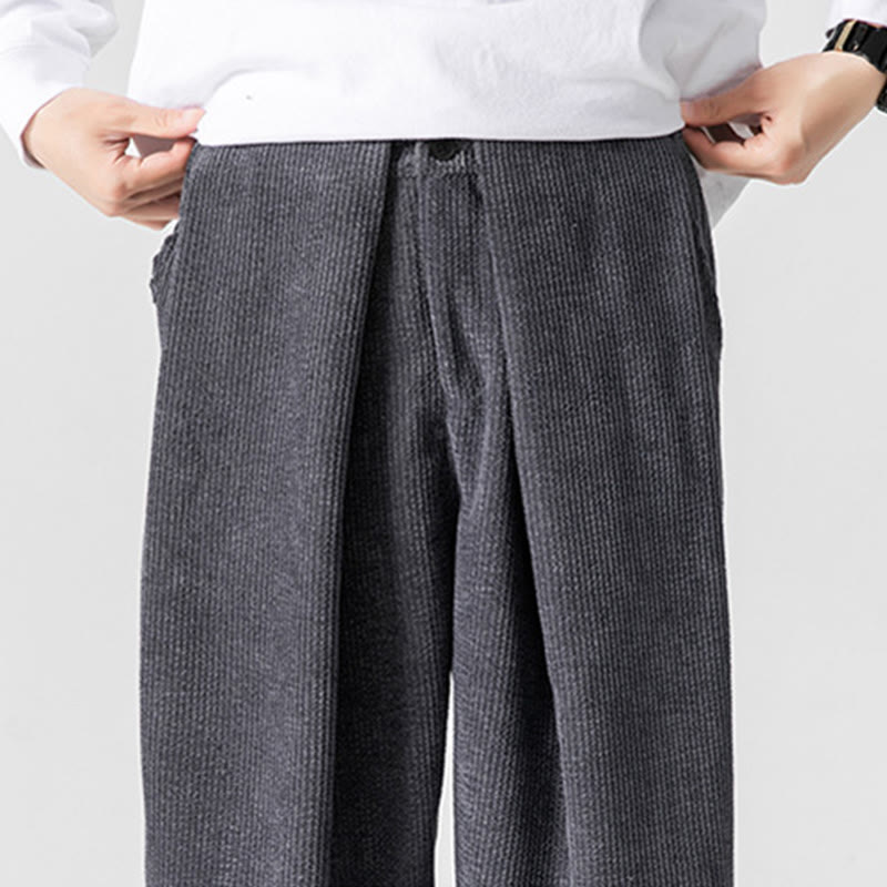Pantalones anchos de pana de algodón de color liso para hombre con bolsillos y Buddha Stones - image 9