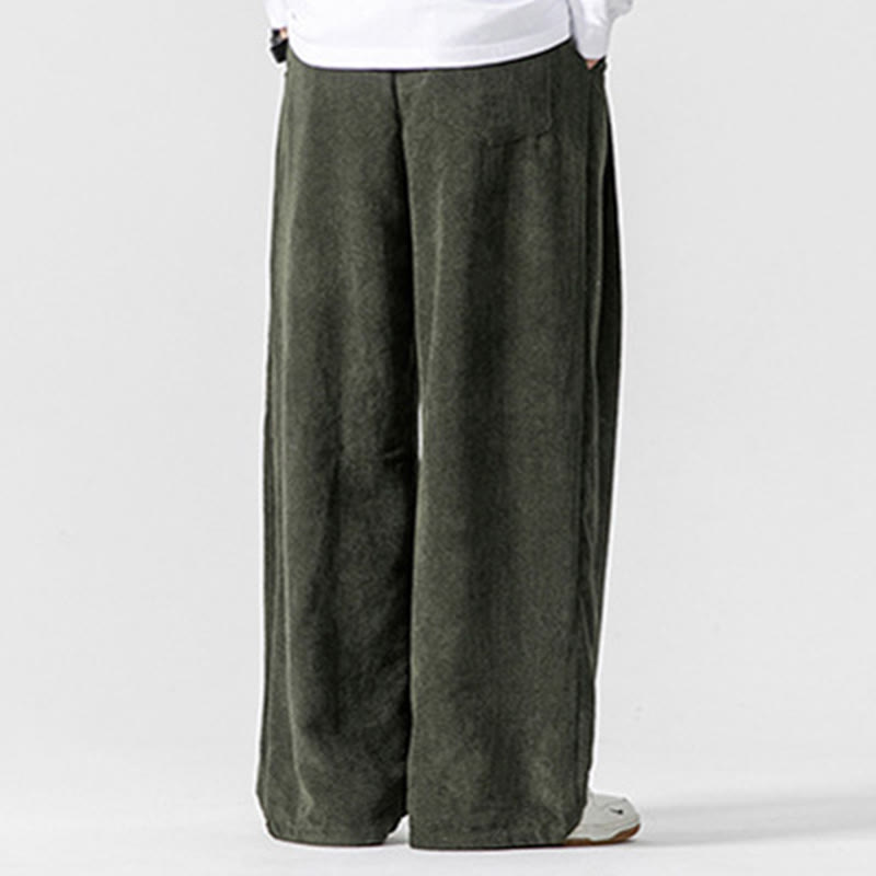 Pantalones anchos de pana de algodón de color liso para hombre con bolsillos y Buddha Stones - image 18