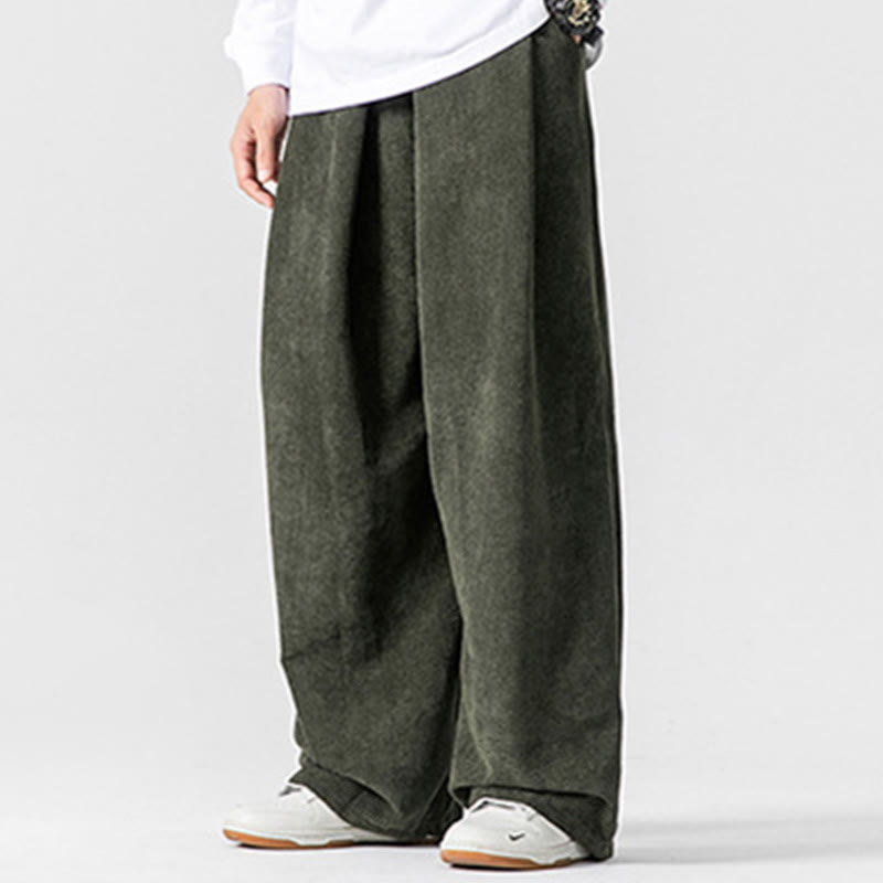 Pantalones anchos de pana de algodón de color liso para hombre con bolsillos y Buddha Stones - image 20