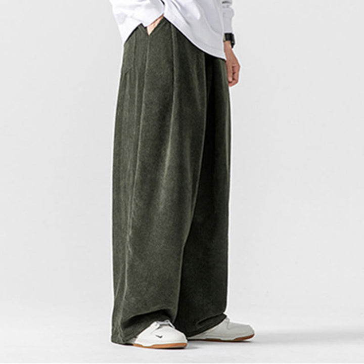 Pantalones de pana de pierna ancha para hombre con bolsillos, color liso y estampado de Buddha Stones. - image 15